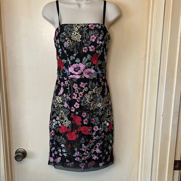 Dress the Population Dresses & Skirts - Dress the Population Black Floral Embroidered Mini Dress size XS